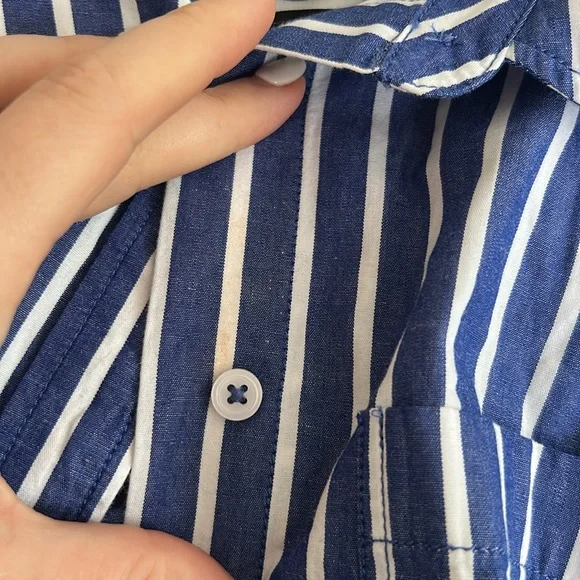 J. Crew Women's Étienne Blue and White Striped Button Down Oversized Shirt - Picture 7 of 7